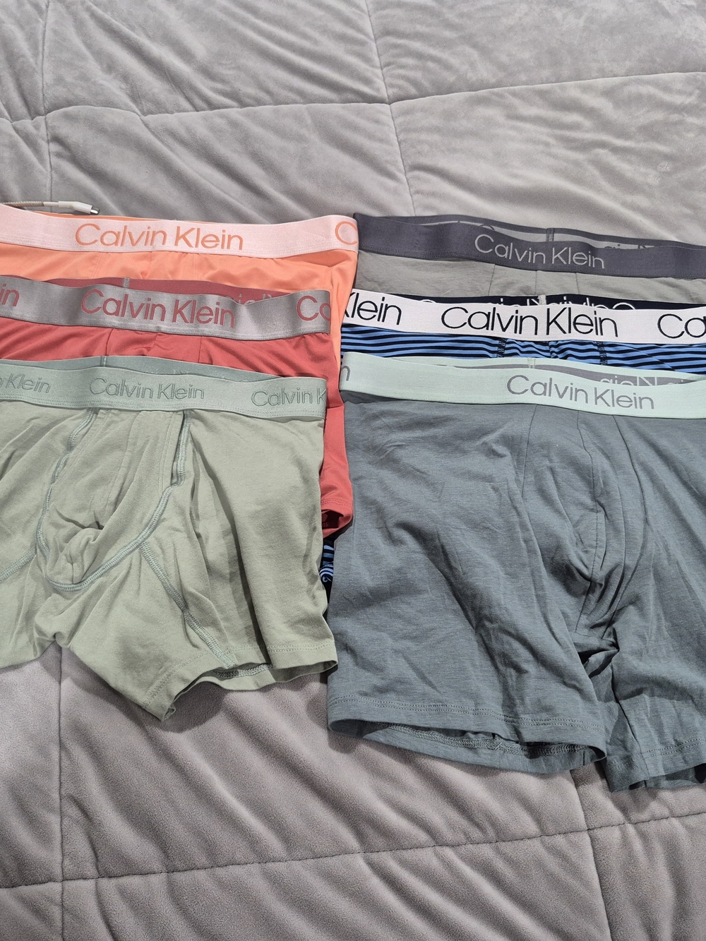 Calvin Klein Men's Boxer Briefs Pack — Coral, Mint, Slate, Gray, Navy Stripes